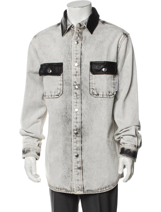 Alexander Wang Printed Long Sleeve Denim Shirt