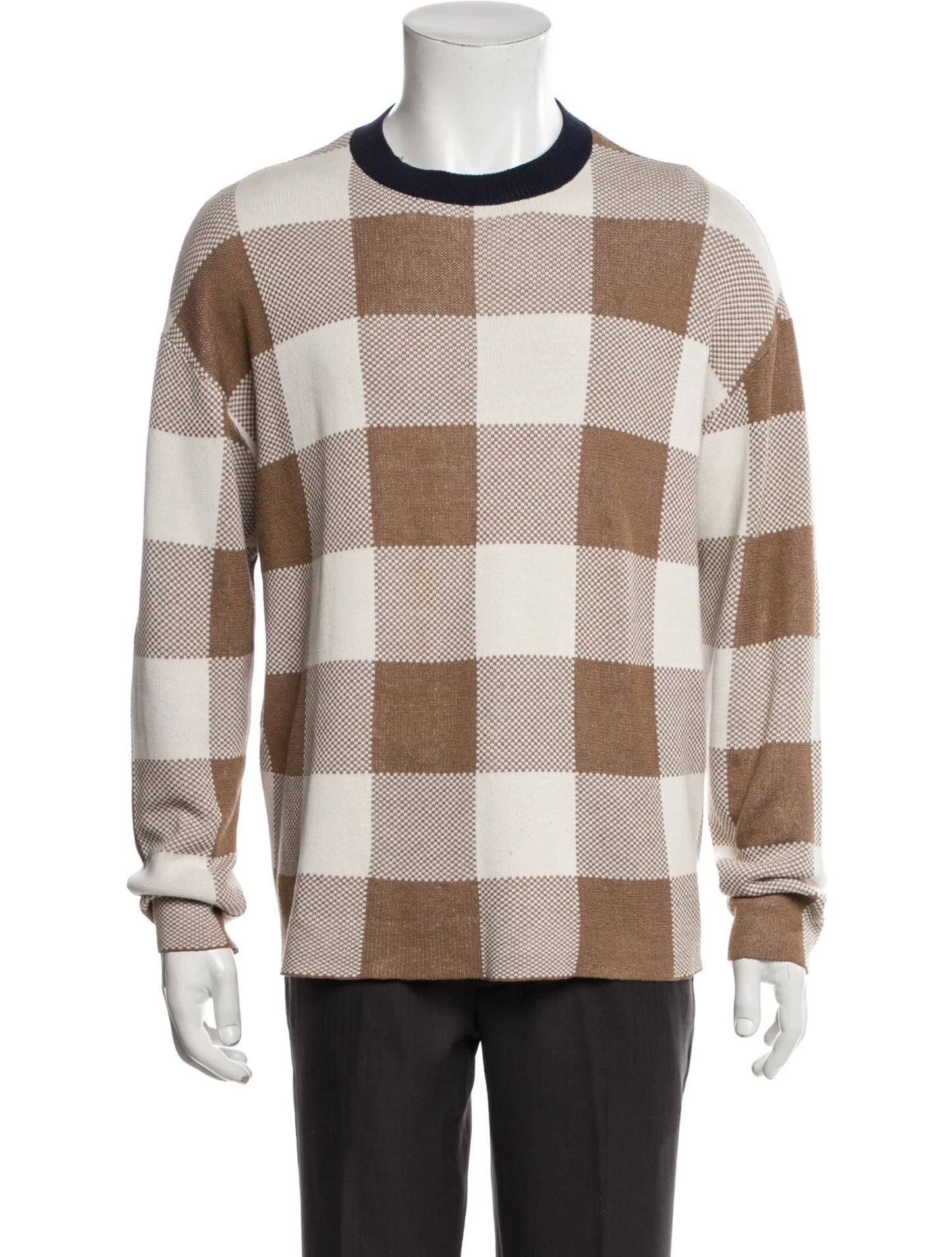 Tomorrowland Plaid Print Crew Neck Pullover
